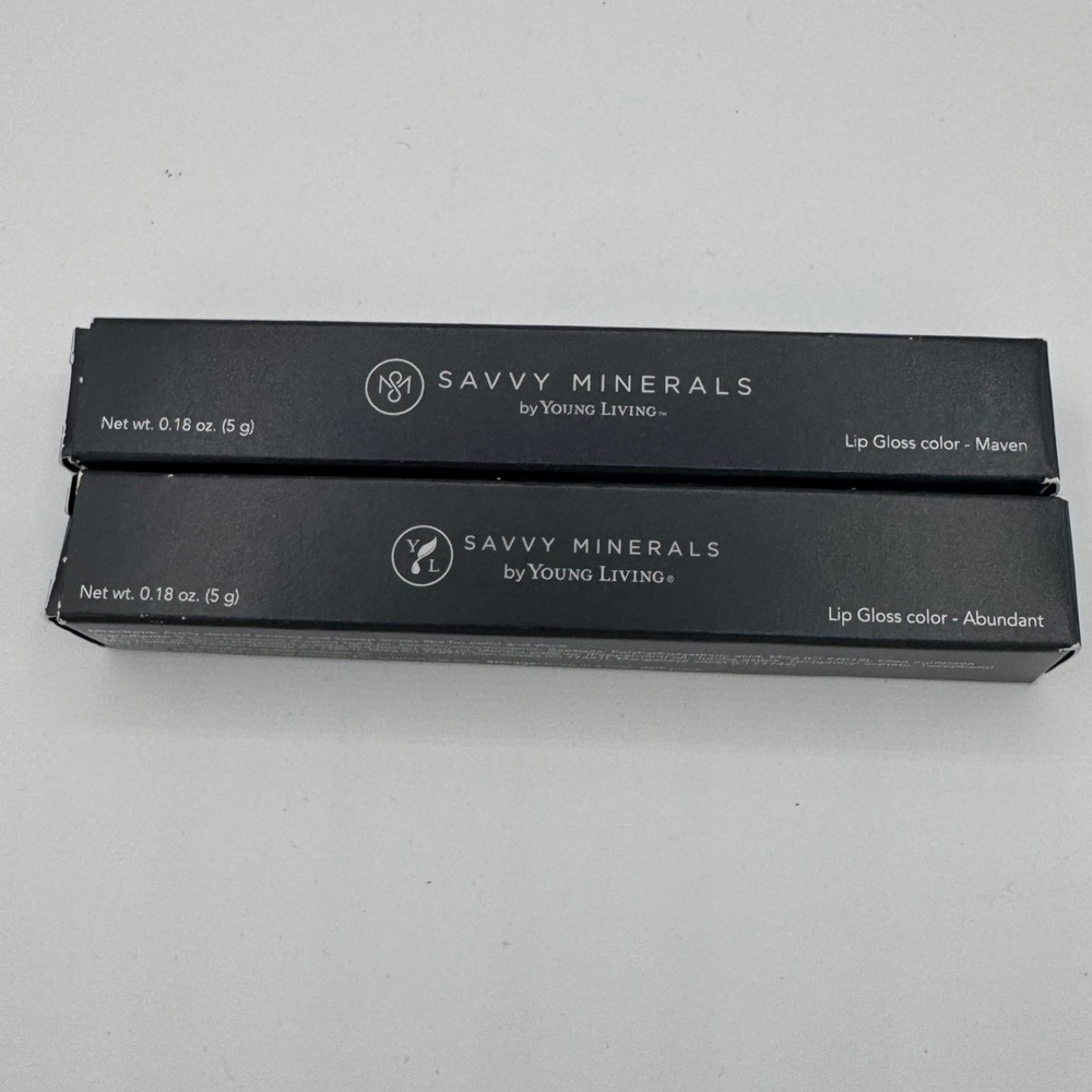 Young Living Savvy Minerals Lip Gloss Set Maven & Abundant 0.18oz Each New